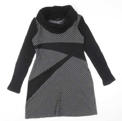 Costanza Della Valle Womens Grey Black Shift Dress Size 14 Wool Blend