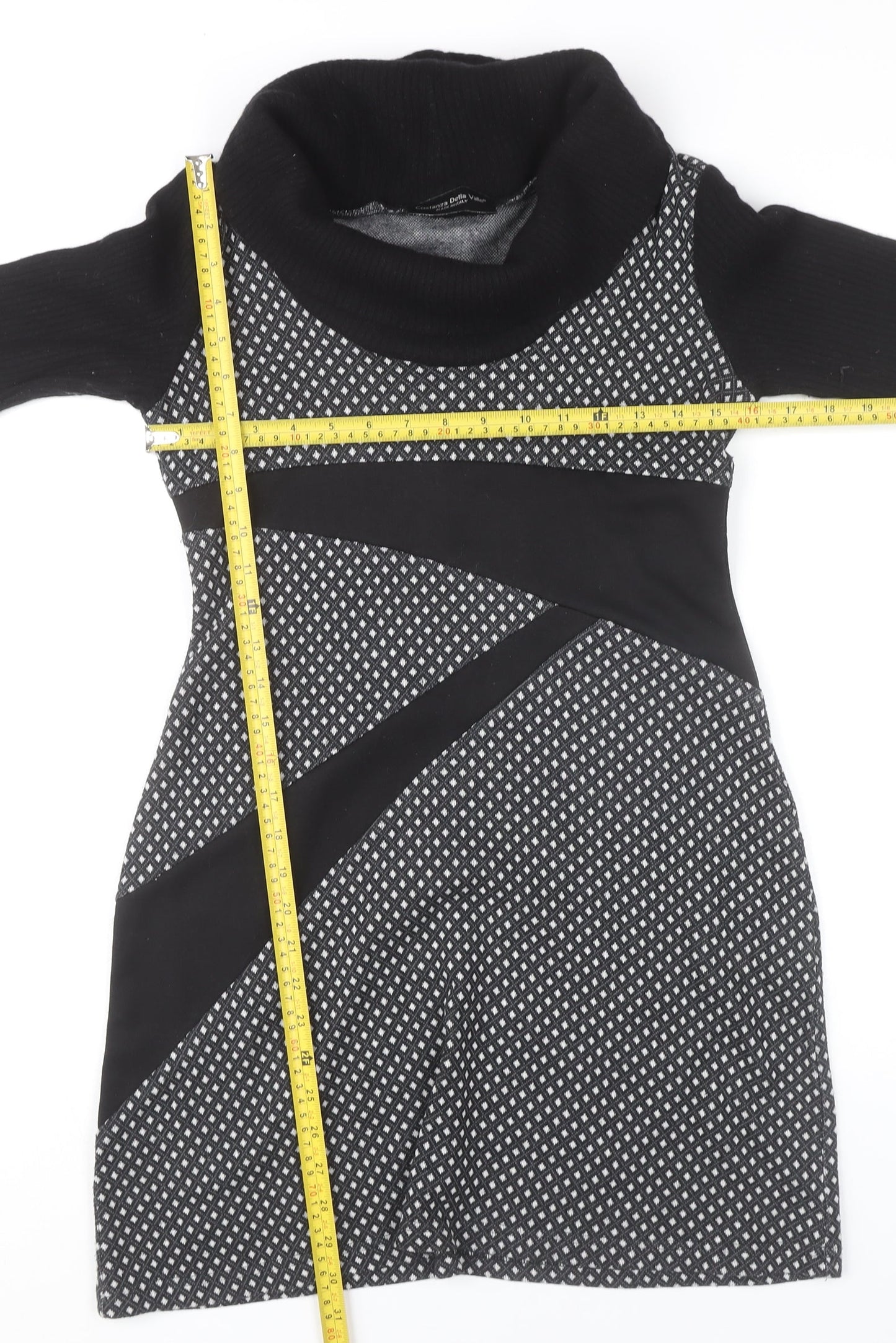Costanza Della Valle Womens Grey Black Shift Dress Size 14 Wool Blend