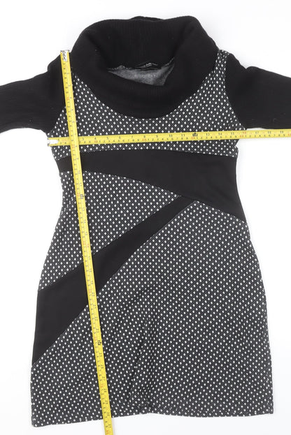 Costanza Della Valle Womens Grey Black Shift Dress Size 14 Wool Blend