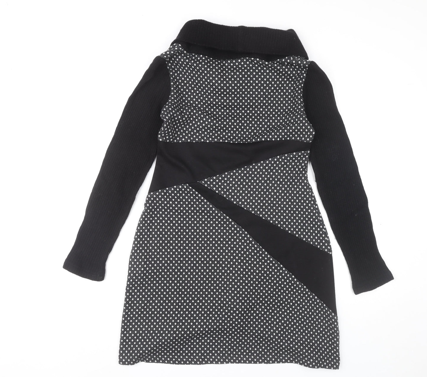 Costanza Della Valle Womens Grey Black Shift Dress Size 14 Wool Blend