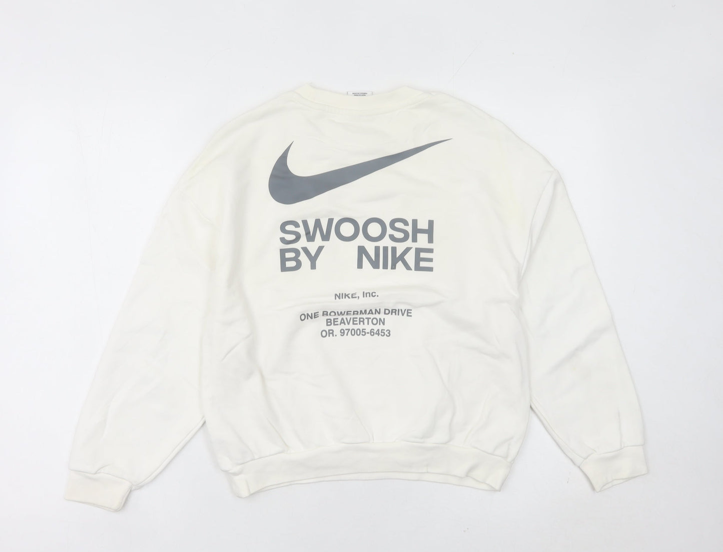Nike Women White Logo Pullover Sweatshirt Size 4 Regular Fit
