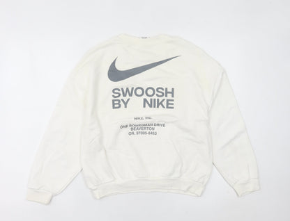 Nike Women White Logo Pullover Sweatshirt Size 4 Regular Fit