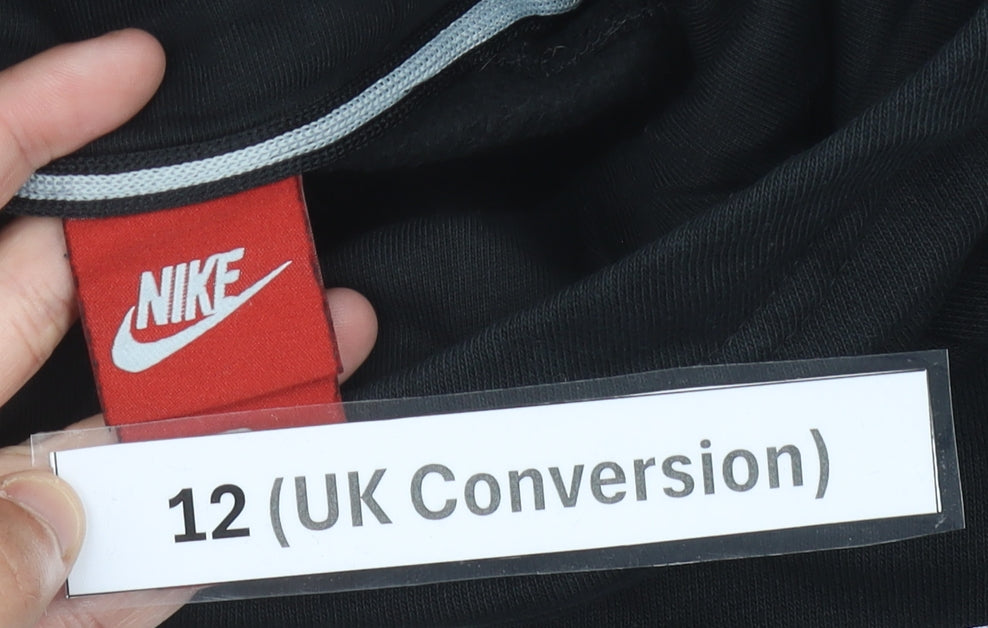 Nike Women’s Black Hoodie UK 12 Pullover Logo Cotton Blend