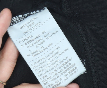 Nike Women’s Black Hoodie UK 12 Pullover Logo Cotton Blend