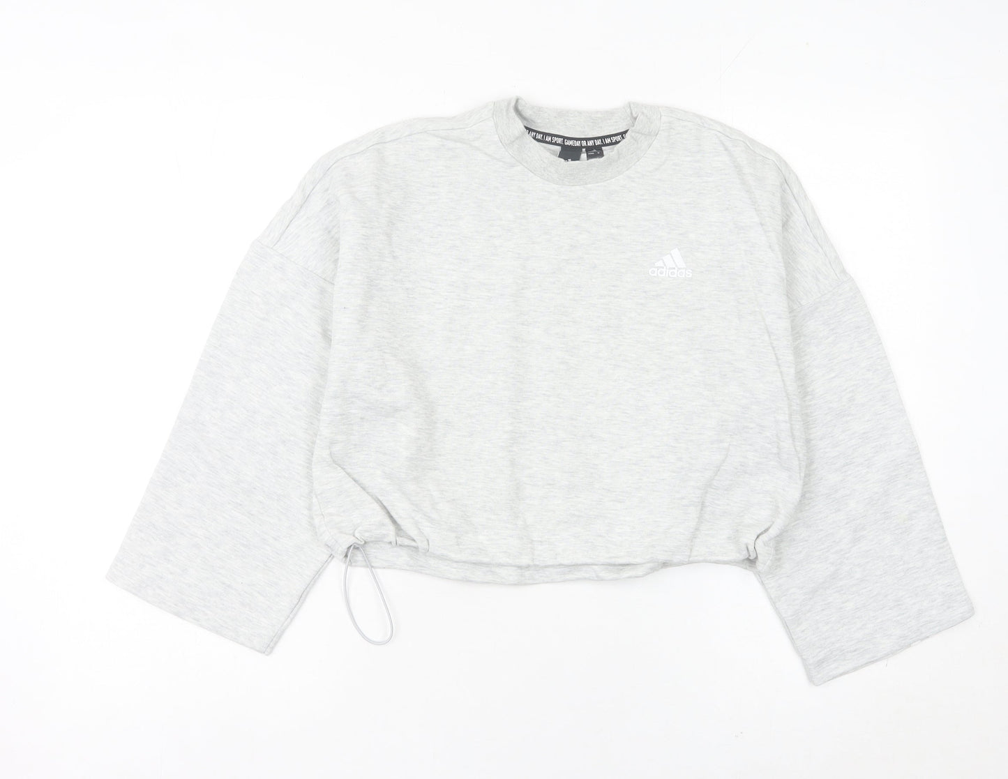 Adidas Women Grey Size 8 Sweatshirt Crew Neck Long Sleeve