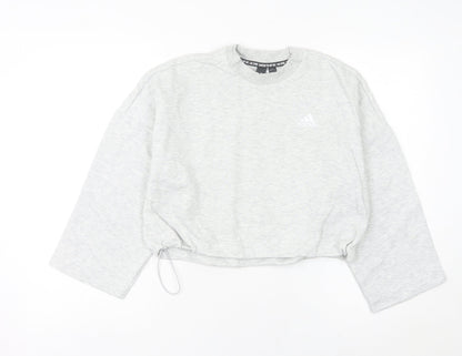 Adidas Women Grey Size 8 Sweatshirt Crew Neck Long Sleeve