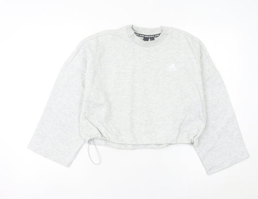 Adidas Women Grey Size 8 Sweatshirt Crew Neck Long Sleeve