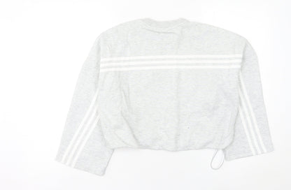 Adidas Women Grey Size 8 Sweatshirt Crew Neck Long Sleeve