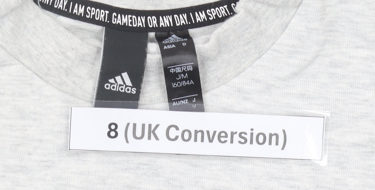 Adidas Women Grey Size 8 Sweatshirt Crew Neck Long Sleeve