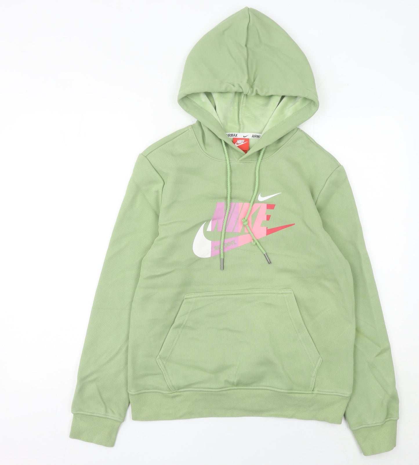 Nike Womens Green Hoodie UK 14 Pullover Long Sleeve Logo Graphic