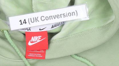 Nike Womens Green Hoodie UK 14 Pullover Long Sleeve Logo Graphic