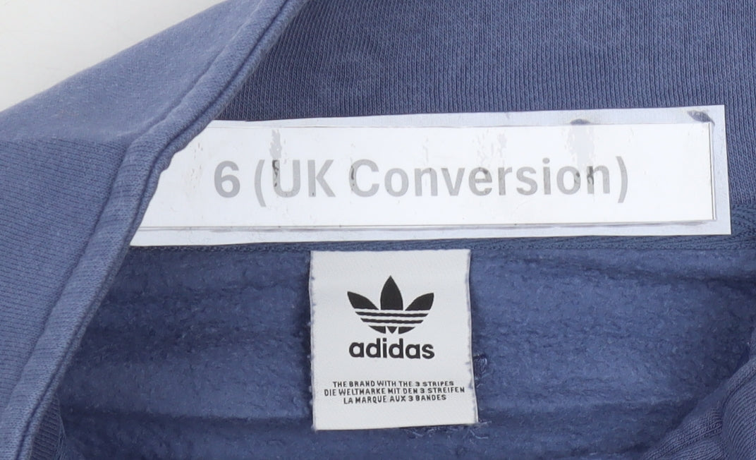 Adidas Womens Blue Size 6 1/4 Zip Sweatshirt Pullover Cotton Blend