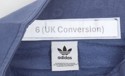 Adidas Womens Blue Size 6 1/4 Zip Sweatshirt Pullover Cotton Blend