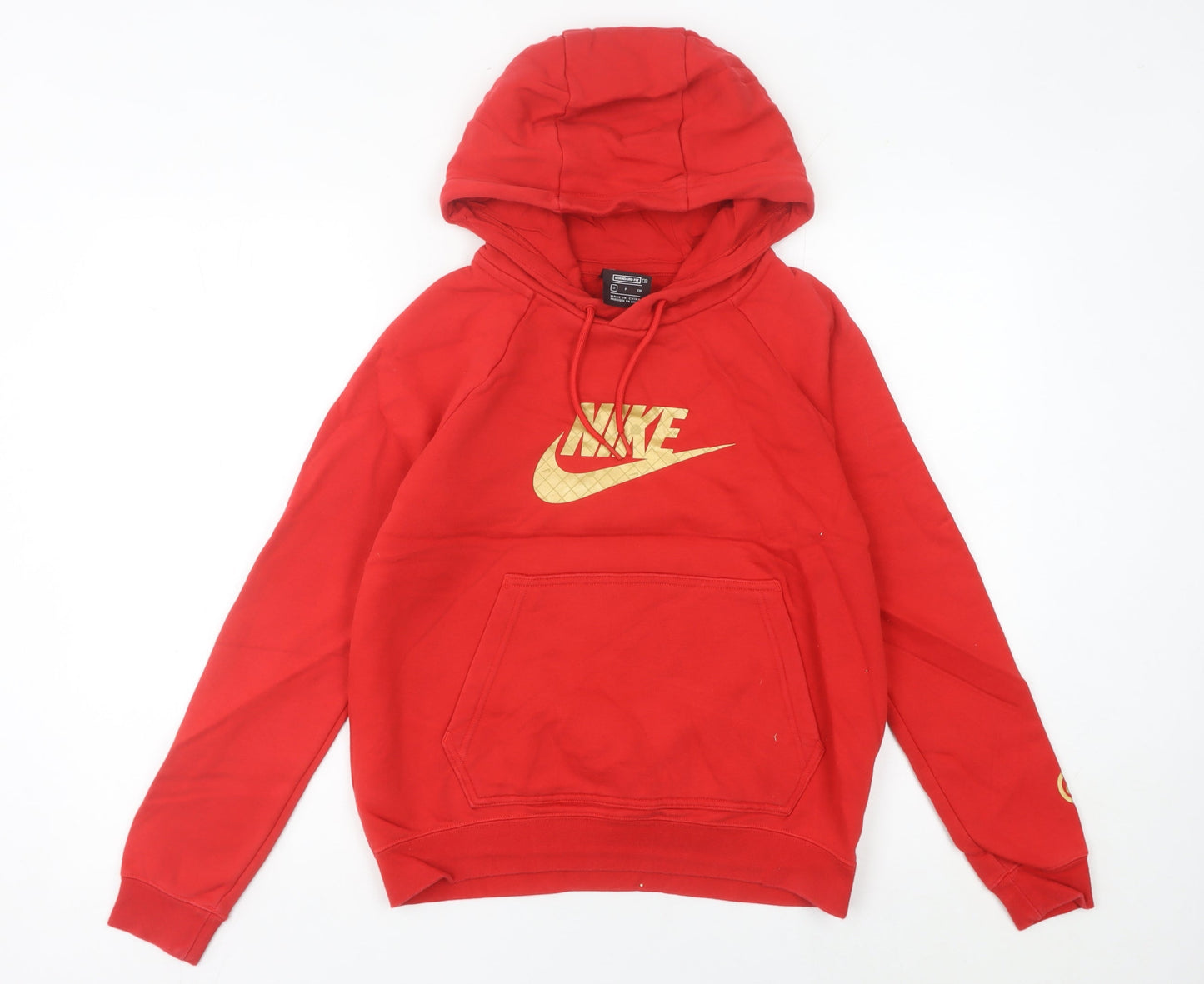 Nike Women's Red Hoodie Size 6 Cotton Blend Pullover Sweatshirt