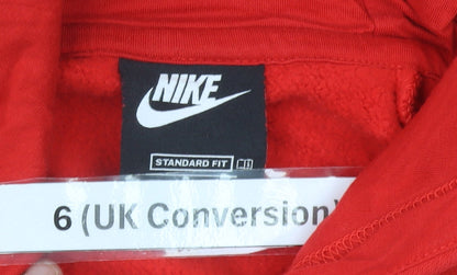 Nike Women's Red Hoodie Size 6 Cotton Blend Pullover Sweatshirt