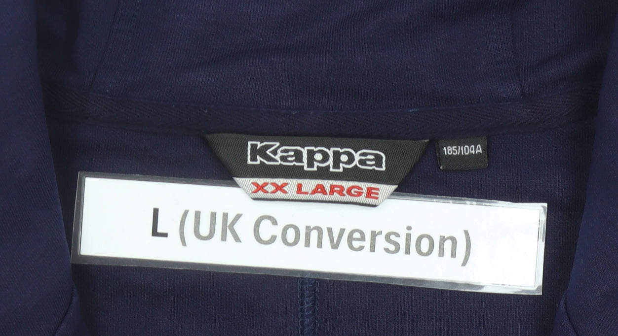 Kappa Mens Blue L Track Jacket Hooded Full Zip Polyester Activewear
