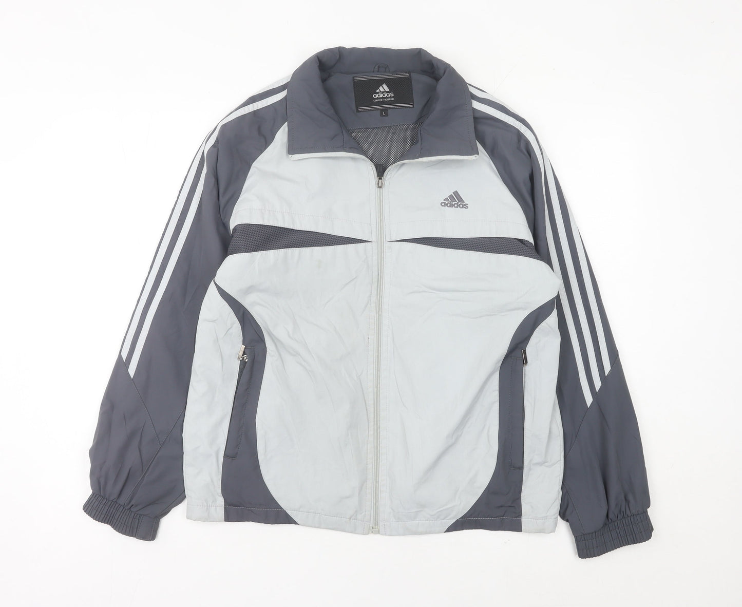 Adidas Men's Grey Track Jacket M Regular Fit Full Zip Sportswear