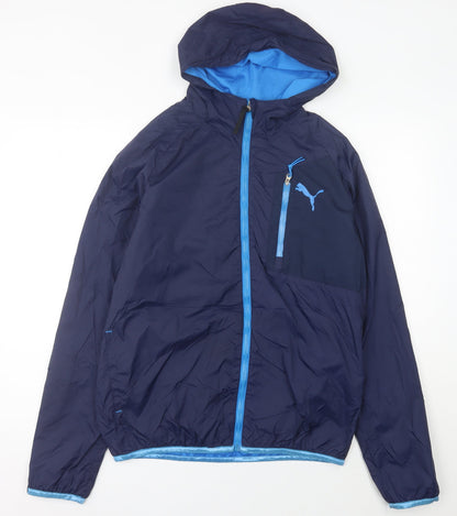 Puma Men’s Blue L Windbreaker Jacket Hooded Lightweight