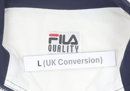 FILA Men’s White Red Blue Track Jacket L Retro Colourblock