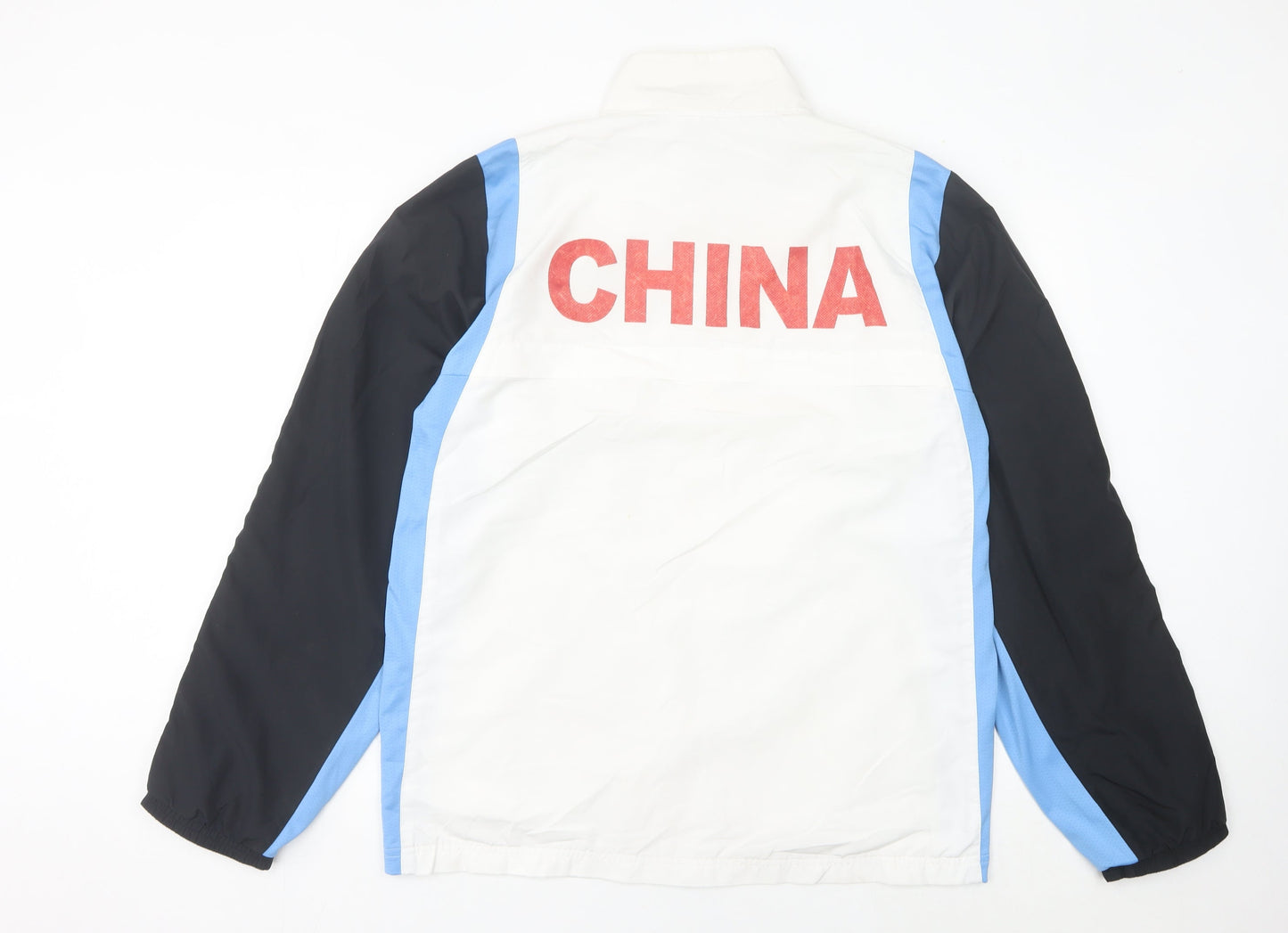 Adidas Men White Blue Track Jacket China Print Size M Full Zip Sportswear