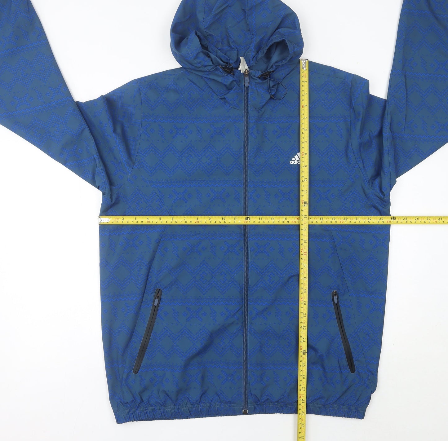 Adidas Men’s Blue L Windbreaker Jacket Hooded Full Zip Lightweight
