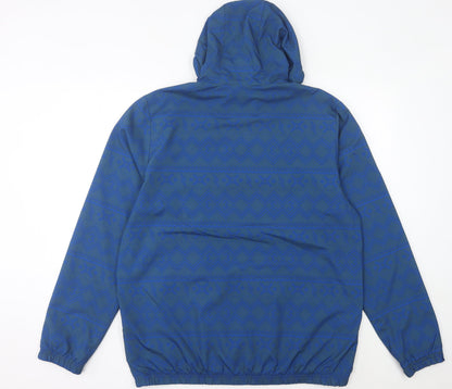 Adidas Men’s Blue L Windbreaker Jacket Hooded Full Zip Lightweight