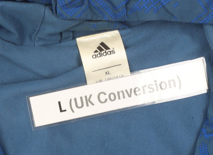Adidas Men’s Blue L Windbreaker Jacket Hooded Full Zip Lightweight