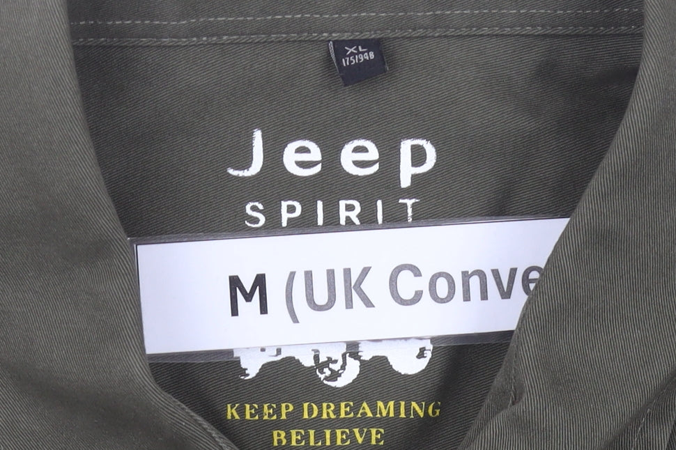 Jeep Spirit Men Green M Regular Fit Long Sleeve Cotton Shirt