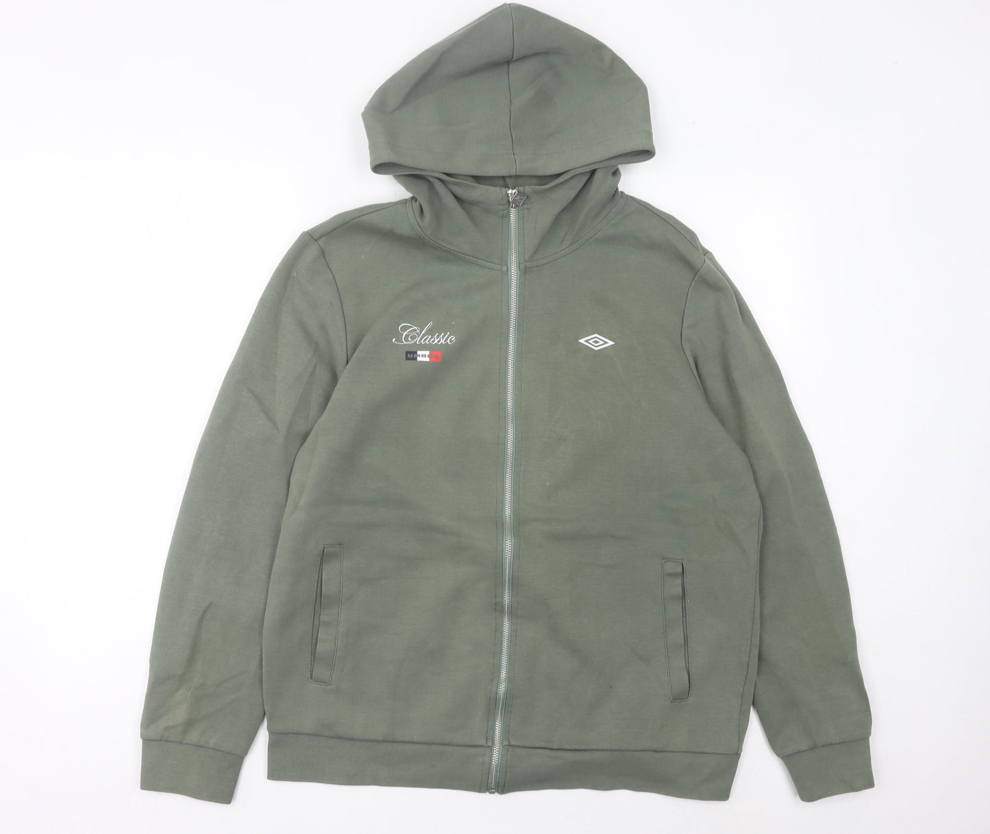 Mens UK Size L Umbro Green Full Zip Hoodie