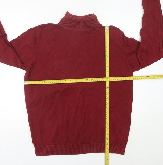 Farah Men’s Red Roll Neck Cotton Pullover Jumper XL