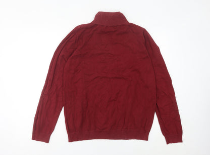 Farah Men’s Red Roll Neck Cotton Pullover Jumper XL