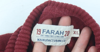 Farah Men’s Red Roll Neck Cotton Pullover Jumper XL