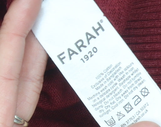 Farah Men’s Red Roll Neck Cotton Pullover Jumper XL