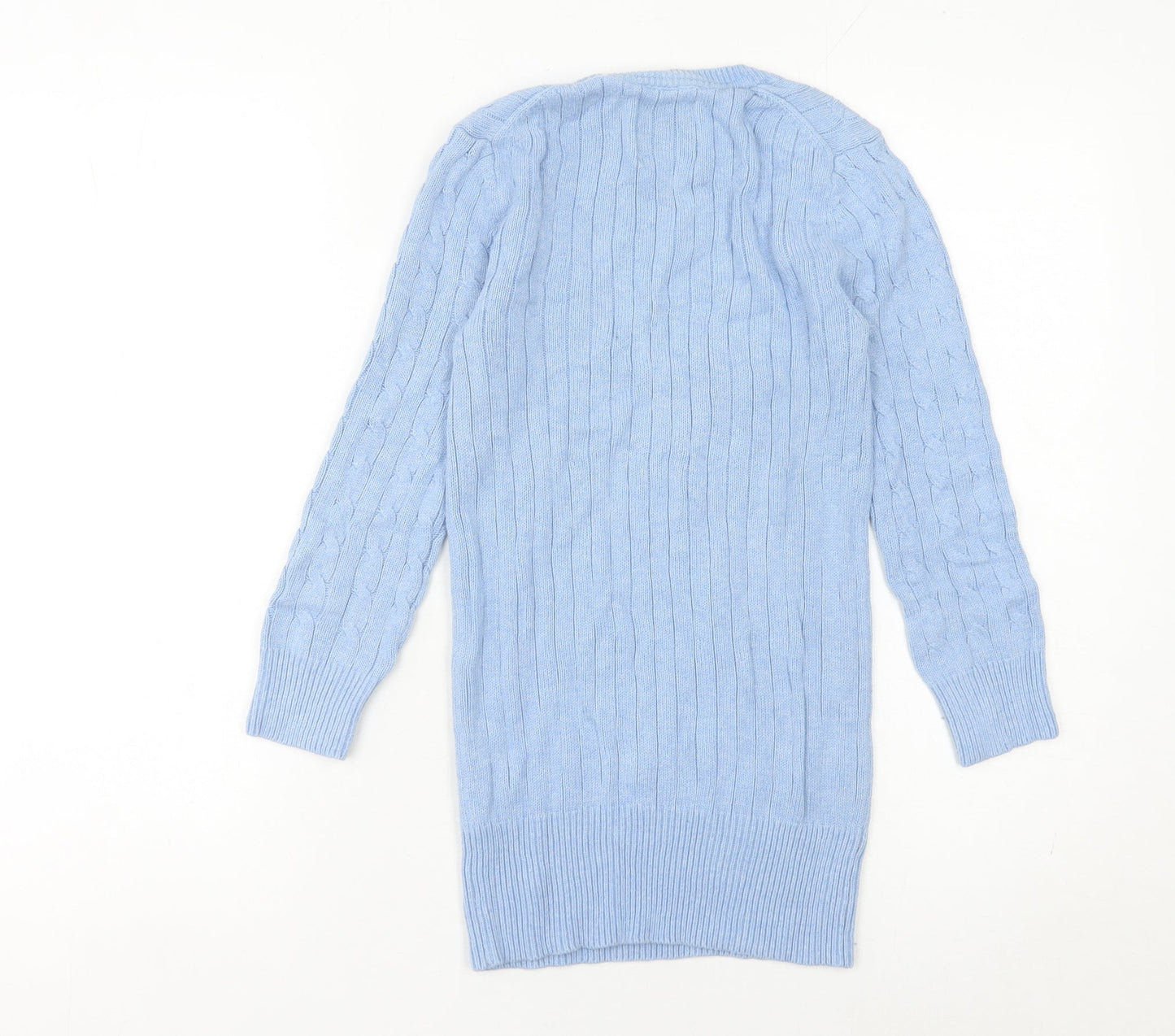 American Eagle Women’s Blue Cable Knit Jumper Size S Scoop Neck