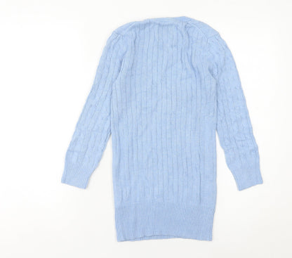 American Eagle Women’s Blue Cable Knit Jumper Size S Scoop Neck