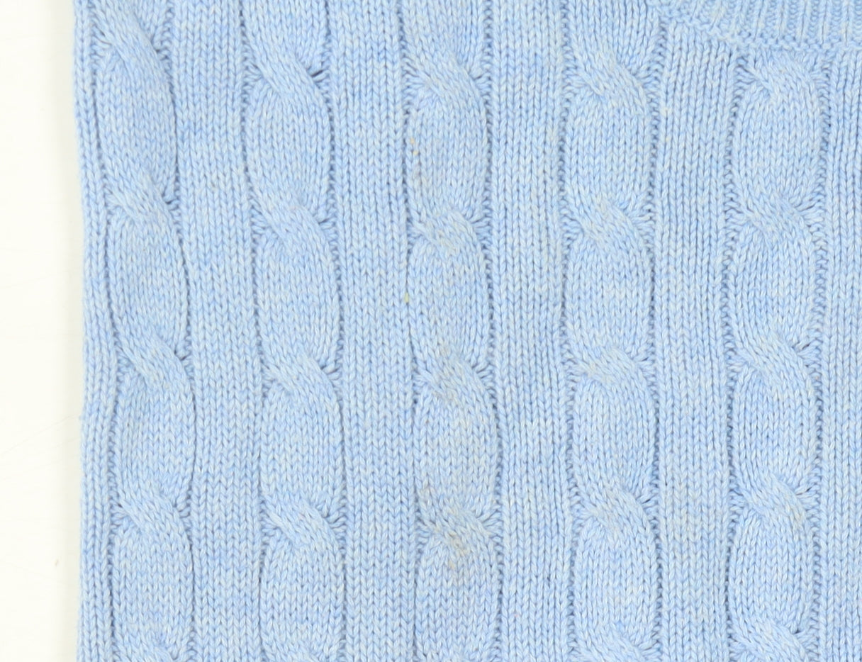 American Eagle Women’s Blue Cable Knit Jumper Size S Scoop Neck