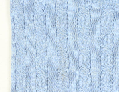 American Eagle Women’s Blue Cable Knit Jumper Size S Scoop Neck