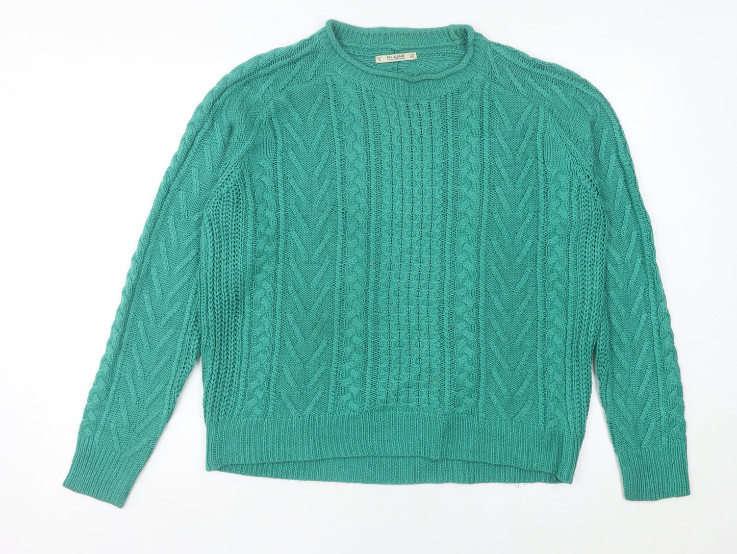 Womens UK Size S Pull&Bear Green Pullover Jumper