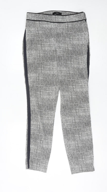 Next Womens Grey Geometric Slim Trousers Size 10 Long Workwear