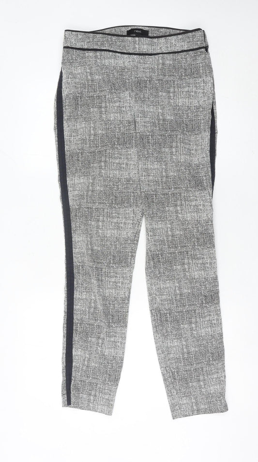 Next Womens Grey Geometric Slim Trousers Size 10 Long Workwear