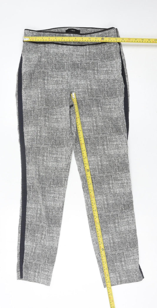 Next Womens Grey Geometric Slim Trousers Size 10 Long Workwear