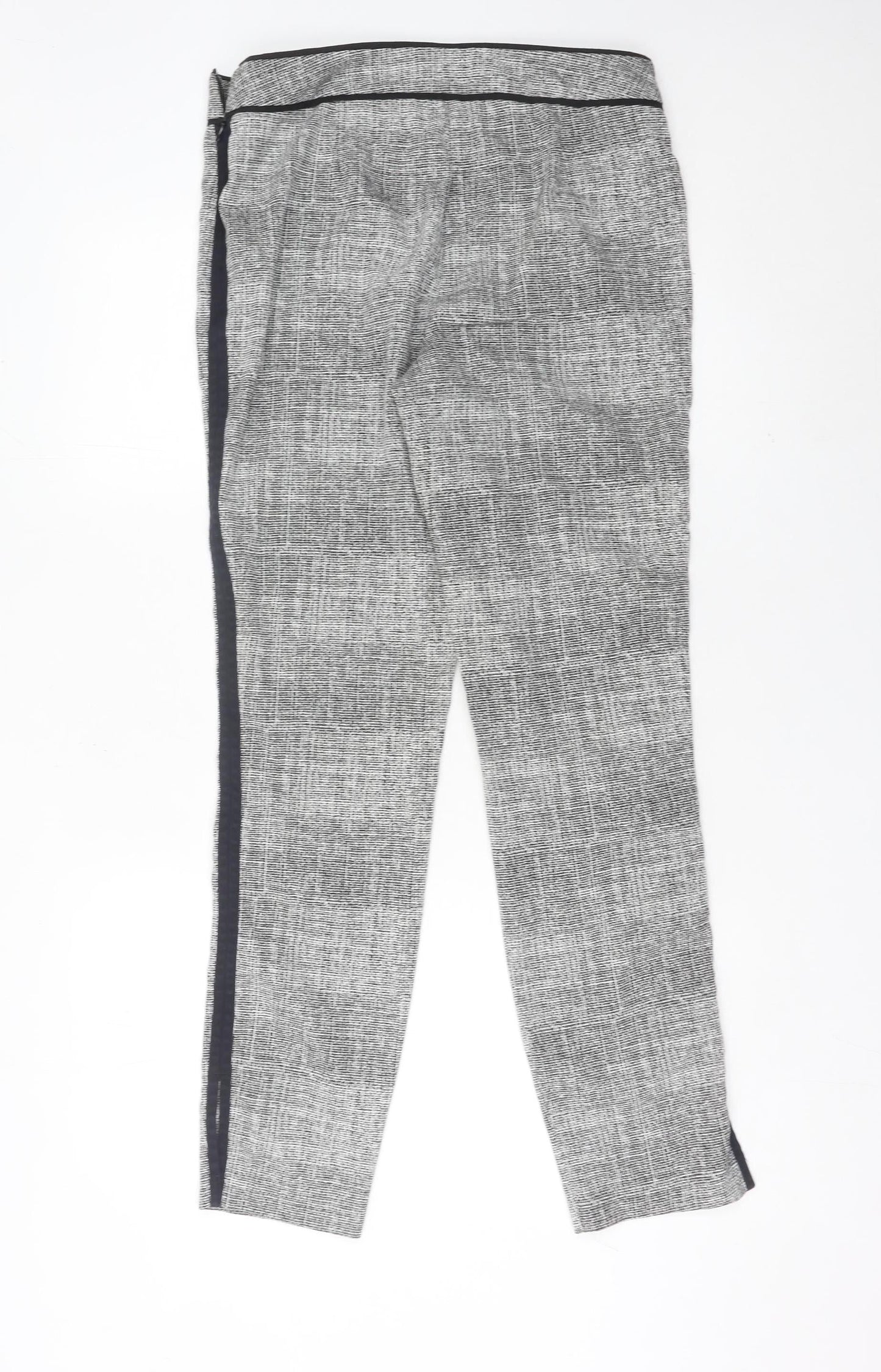 Next Womens Grey Geometric Slim Trousers Size 10 Long Workwear