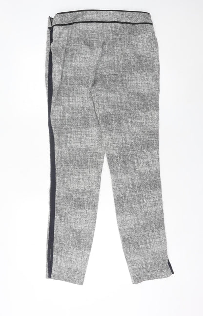 Next Womens Grey Geometric Slim Trousers Size 10 Long Workwear