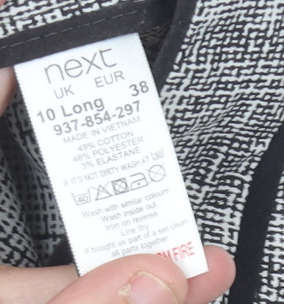 Next Womens Grey Geometric Slim Trousers Size 10 Long Workwear