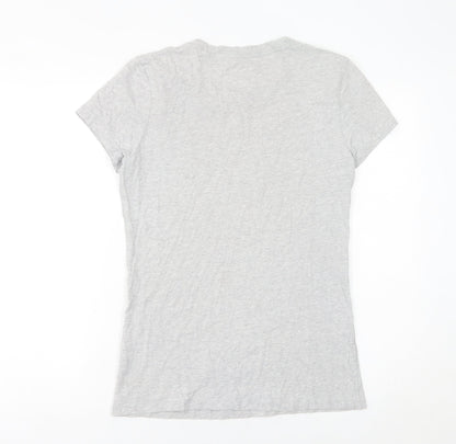 Jack Wills Womens Grey Cotton T-Shirt Size 12 Casual Slim Fit