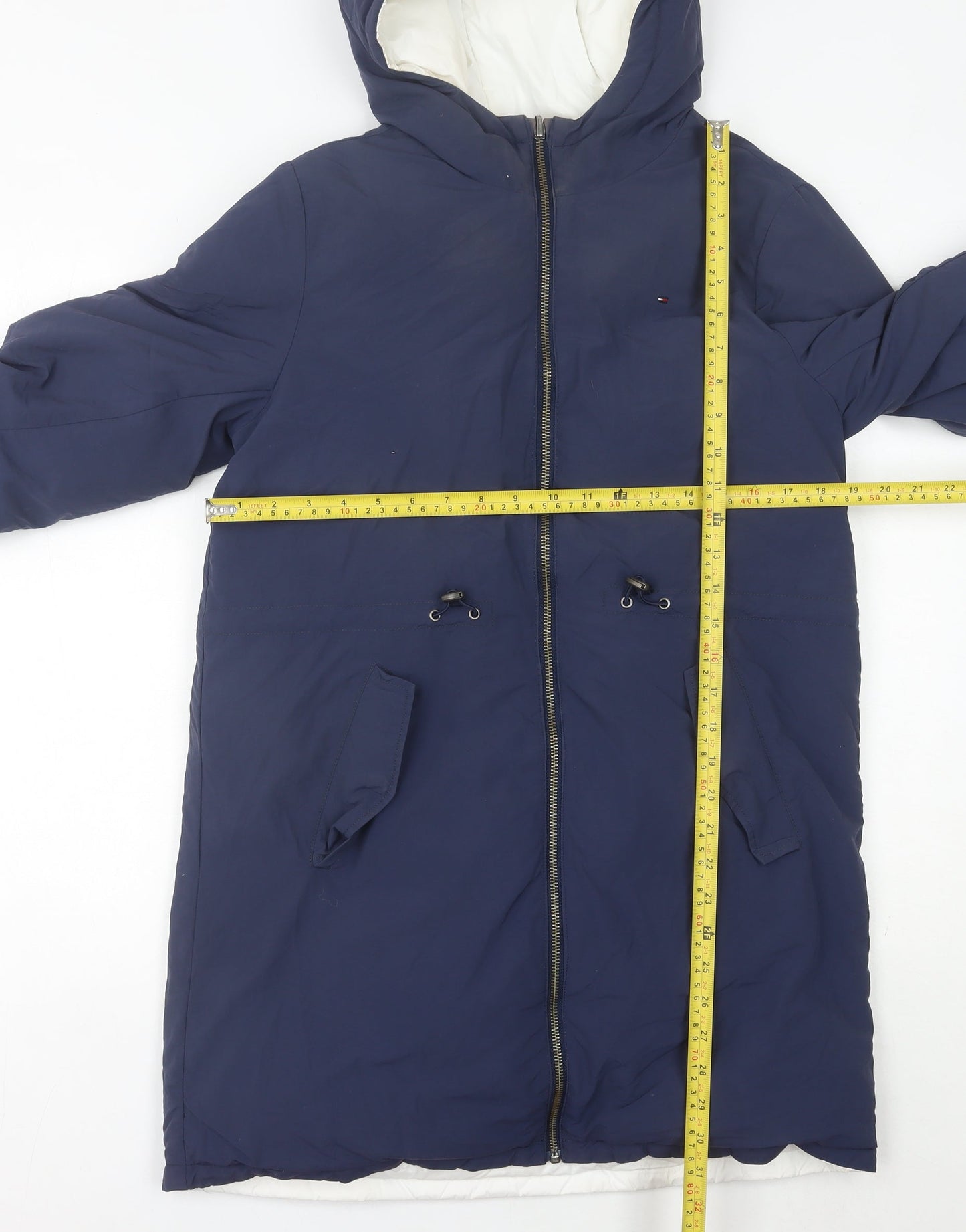 Tommy Hilfiger Unisex Kids Blue Hooded Parka Coat Size 16 Years