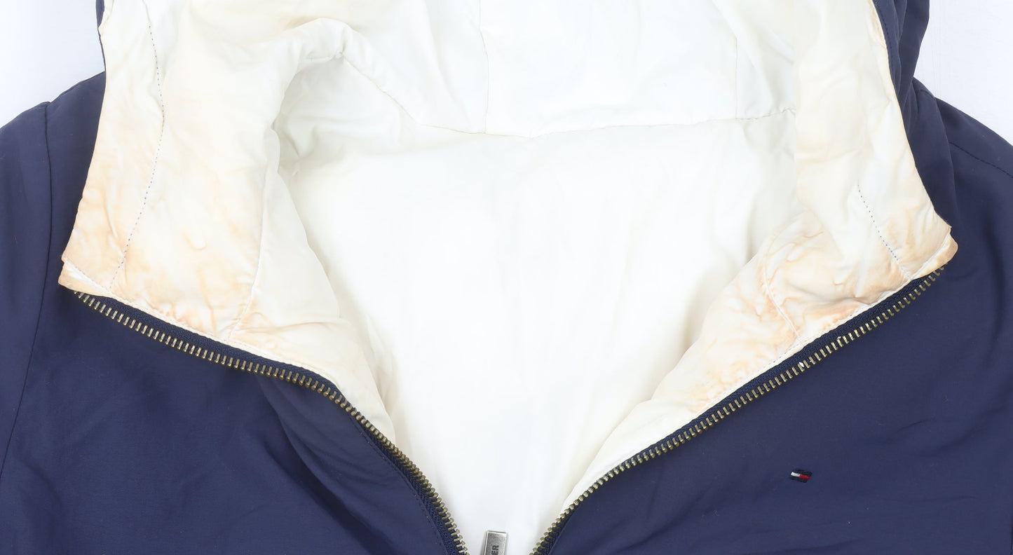Tommy Hilfiger Unisex Kids Blue Hooded Parka Coat Size 16 Years