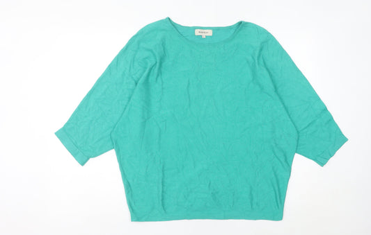 Bassini Women Green Pullover Jumper Size L 3/4 Sleeve Boat Neck