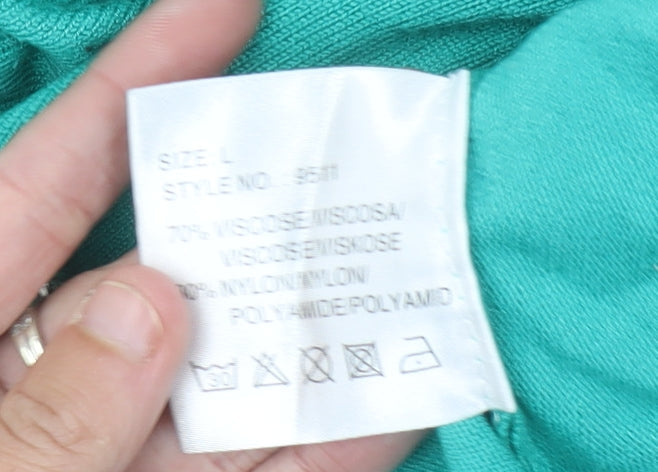 Bassini Women Green Pullover Jumper Size L 3/4 Sleeve Boat Neck