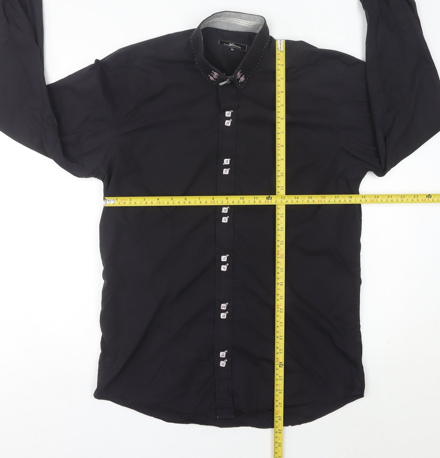 Swade Platinum Men's Black XL Slim Fit Long Sleeve Cotton Shirt